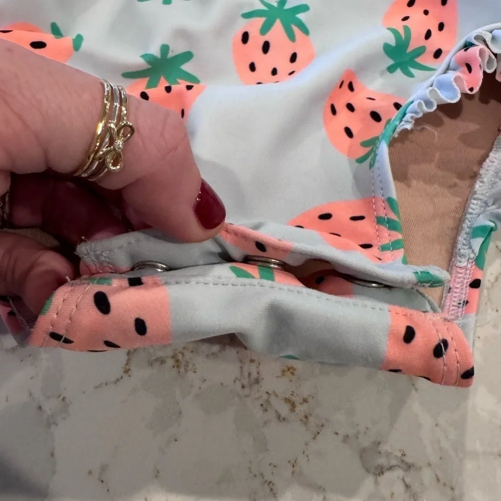 Old Navy 12-18M Strawberry Print Long Sleeve Swimsuit